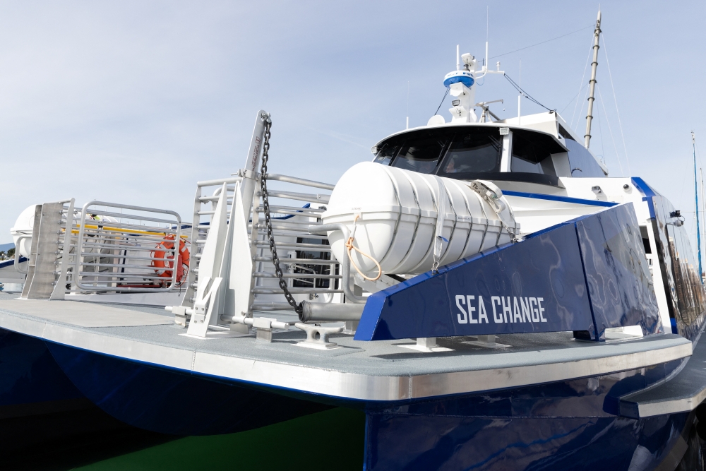 Sea Change ferry is seen docked at Squalicum Harbor in Bellingham, Washington, U.S., April 7, 2022. REUTERS/Matt Mills McKnight