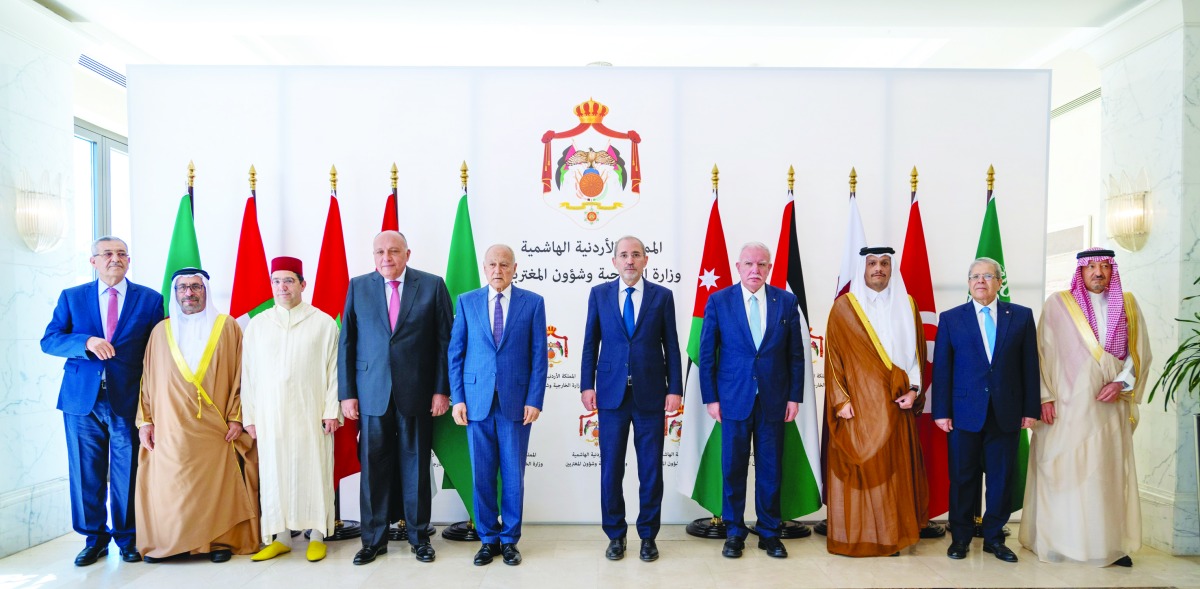 Arab Foreign Ministers during the Fourth Meeting of the Arab Ministerial Committee on Jerusalem, in Amman, yesterday.