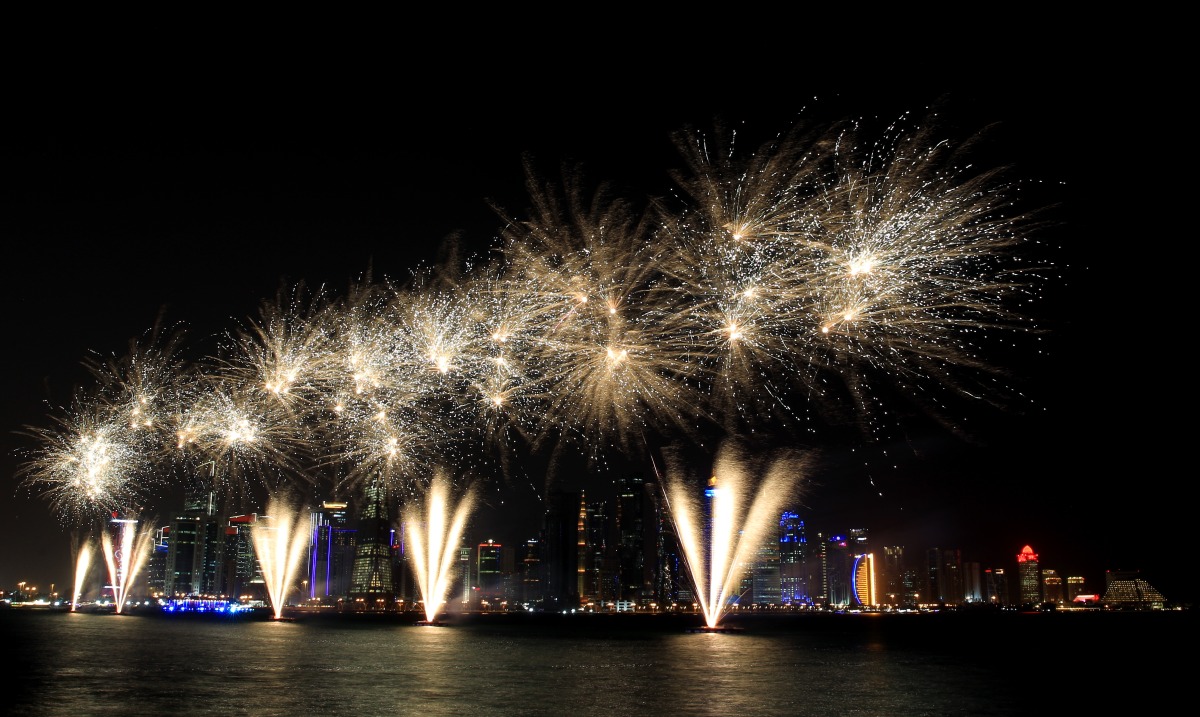 Fireworks display at the Doha Corniche as part of Eid celebrations. 