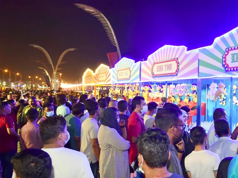 People celebrating third day of Eid Festival in the Corniche yesterday