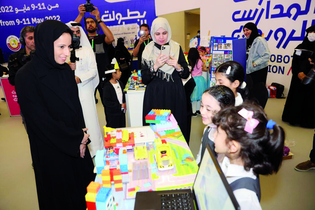 Minister of Education and Higher Education H E Buthaina bint Ali Al Jabr Al Nuaimi during the opening of the 14th Schools Robotics Championship.