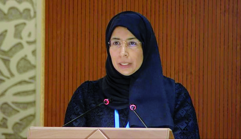 Minister of Public Health, H E  Dr. Hanan Mohammed Al Kuwari addressing World Health Assembly in Geneva.
