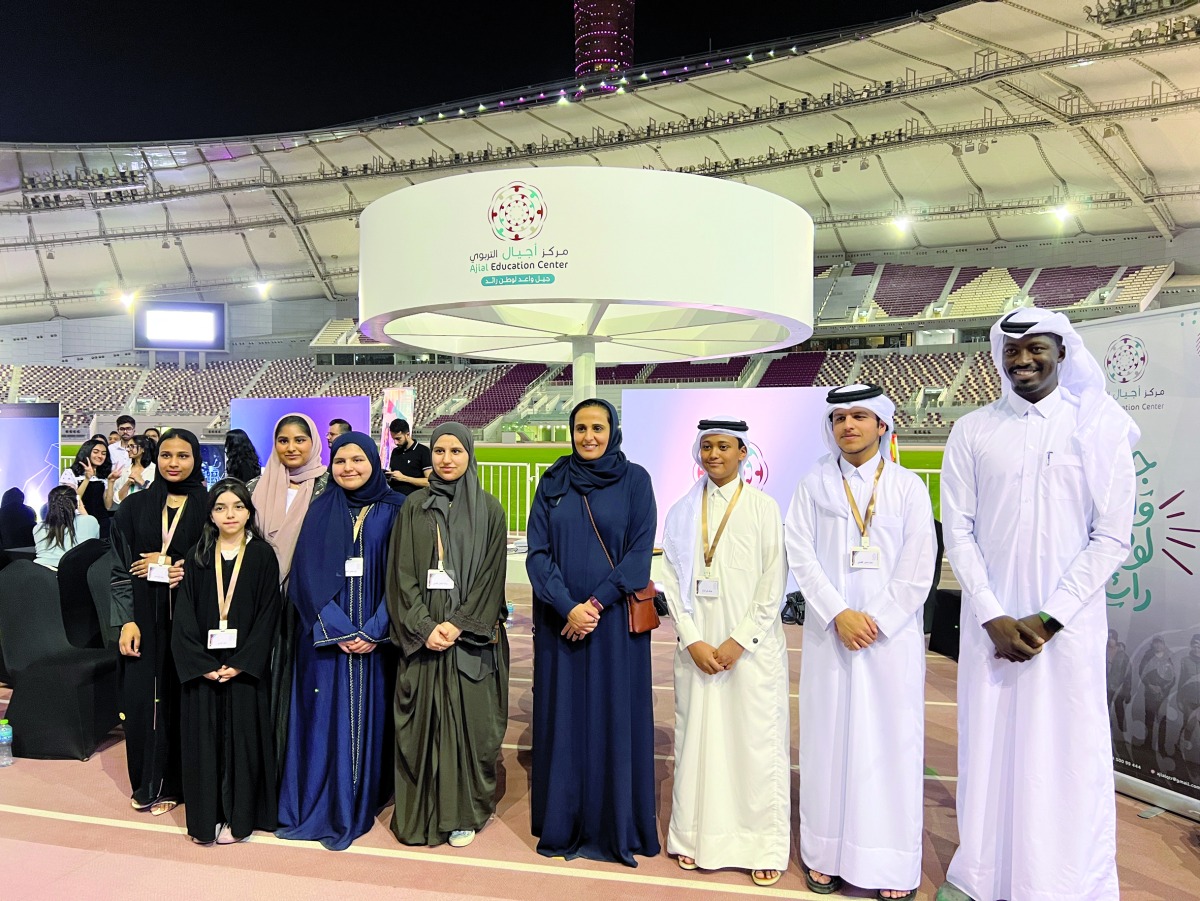 Qatar Museums Chairperson H E Sheikha Al Mayassa bint Hamad bin Khalifa Al Thani during the Qatar Creates – Teen Council Expo at Khalifa International Stadium.