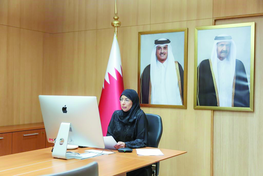 Minister of Public Health H E Dr. Hanan Mohammed Al Kuwari taking part in the 5th meeting of the Regional Subcommittee for Polio Eradication and Outbreaks held via video conference.
