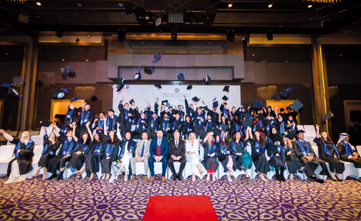 Staff and students of Doha British School during the graduation ceremony. 