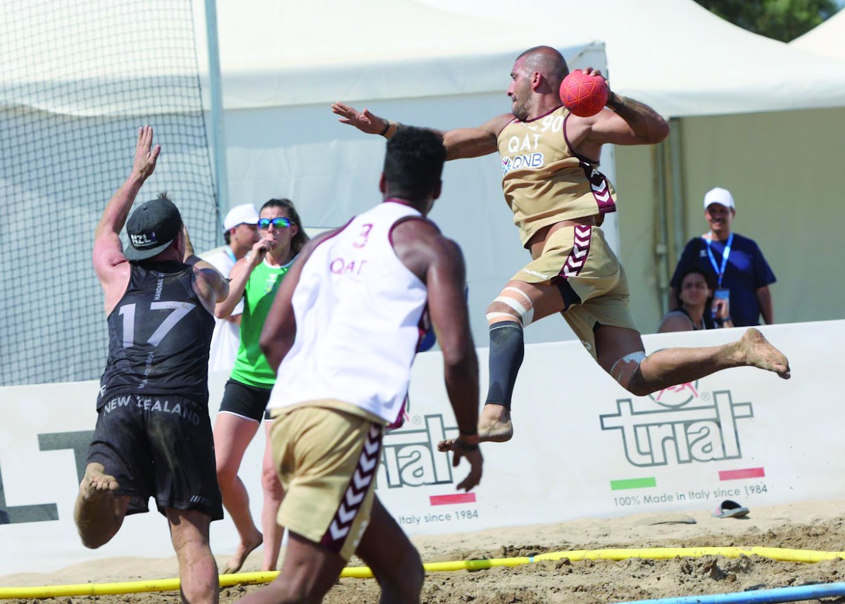 Qatar's Marwan Kakhi Hani prepares to score against New Zealand during yesterday's match.