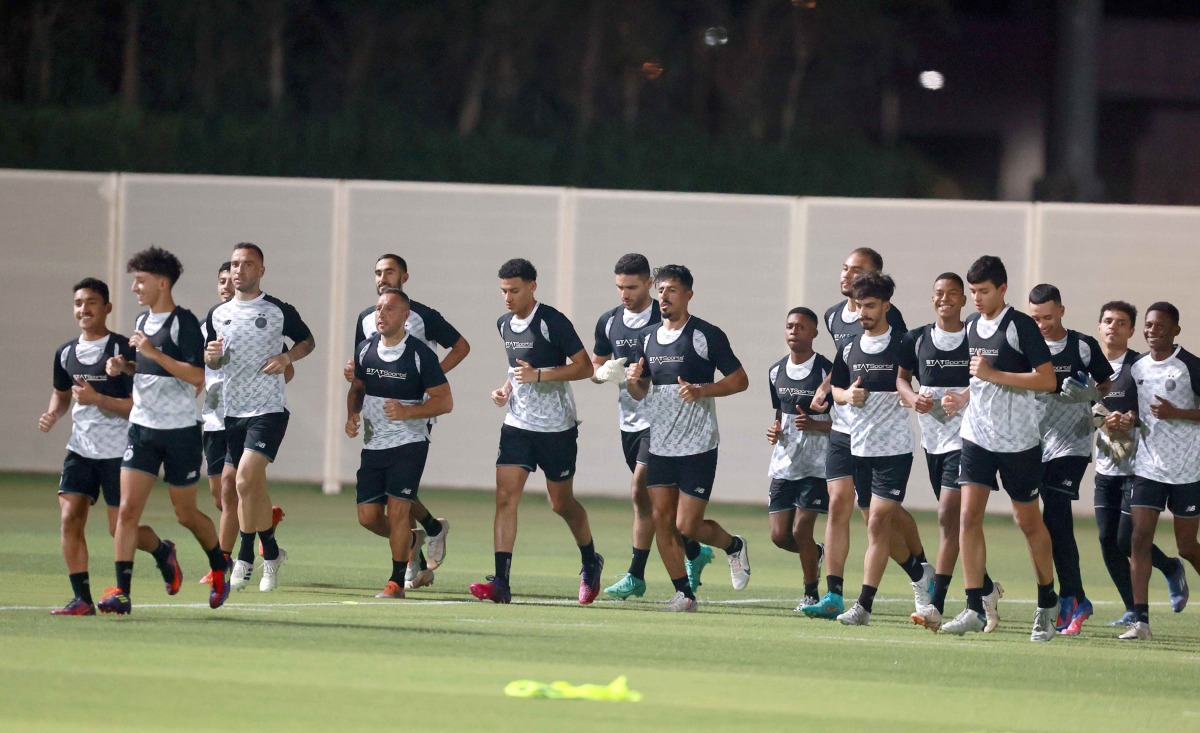 Al Sadd players during a training session yesterday.