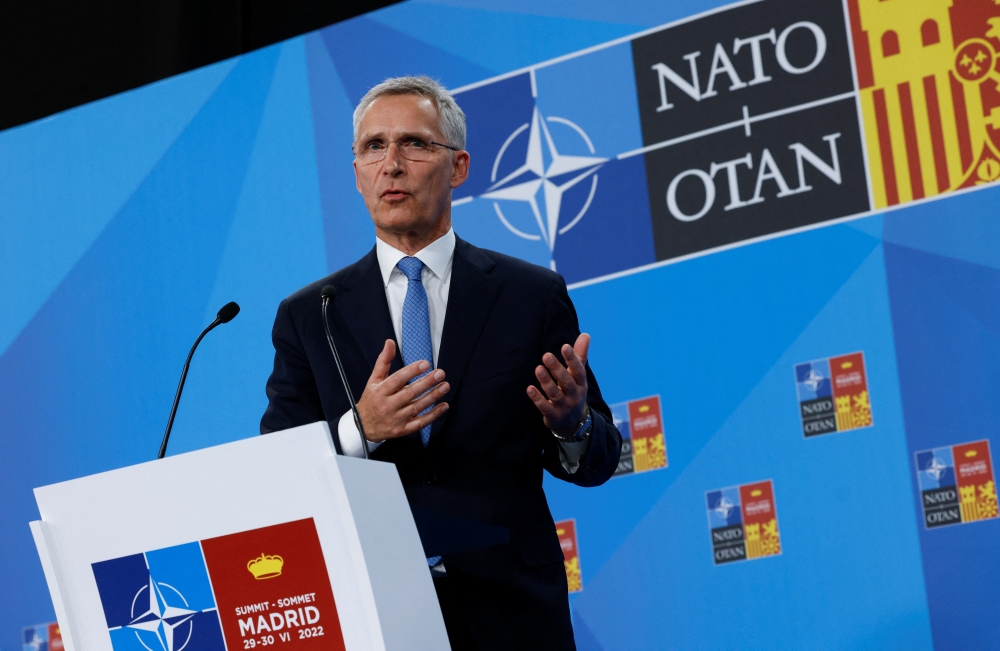 NATO Secretary-General Jens Stoltenberg during a NATO summit in Madrid, Spain, on June 29, 2022. (Reuters/Yves Herman)