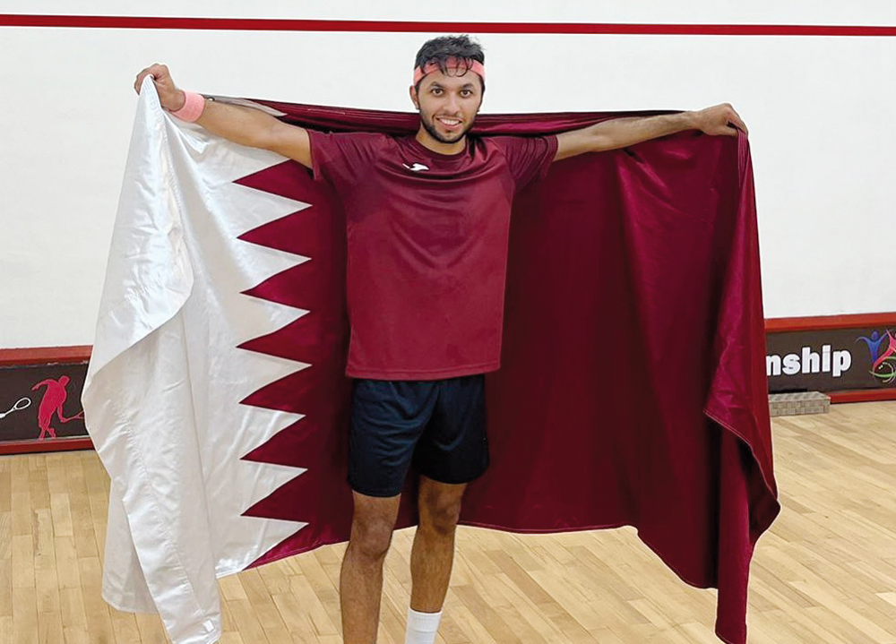 Abdulla Al Tamimi celebrates after winning the gold medal.