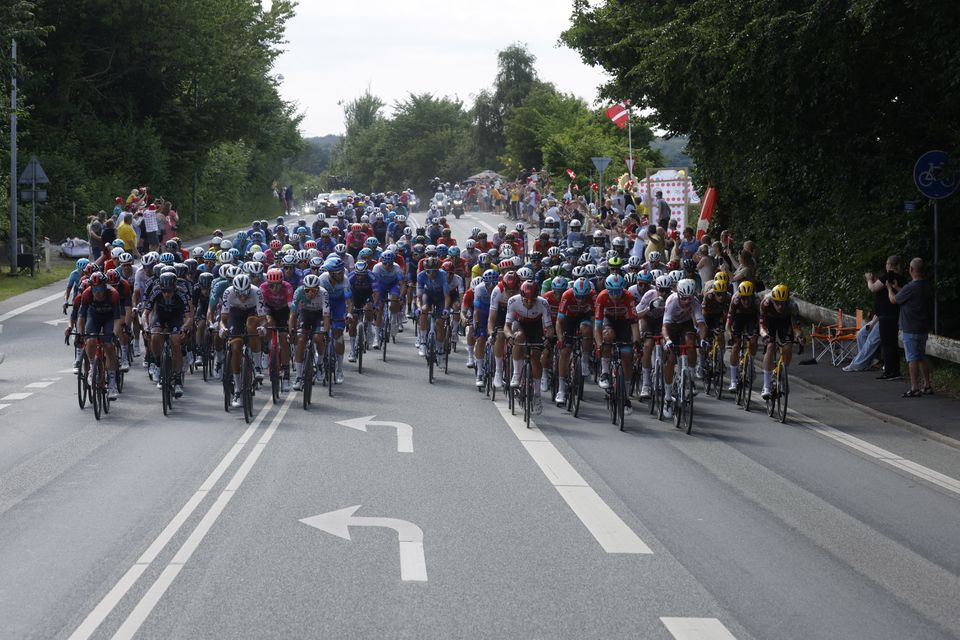 July 3, 2022 General view of the peloton in action during stage 3 REUTERS/Gonzalo Fuentes

