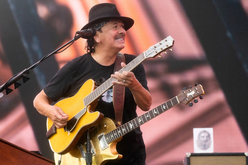 Singer Carlos Santana performs during the 