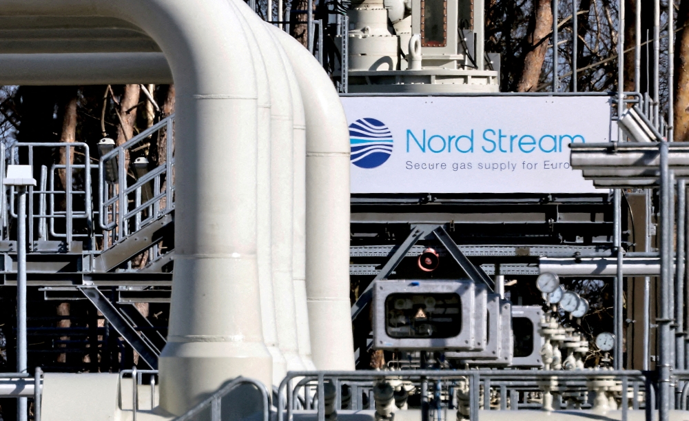 Pipes at the landfall facilities of the Nord Stream 1 gas pipeline are pictured in Lubmin, Germany, March 8, 2022. (REUTERS/Hannibal Hanschke)