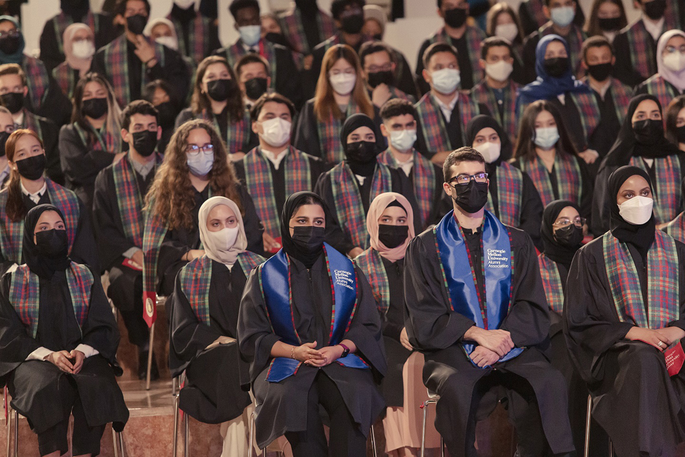 Carnegie Mellon University in Qatar students attend a convocation ceremony for first-year students of the Class of 2026.