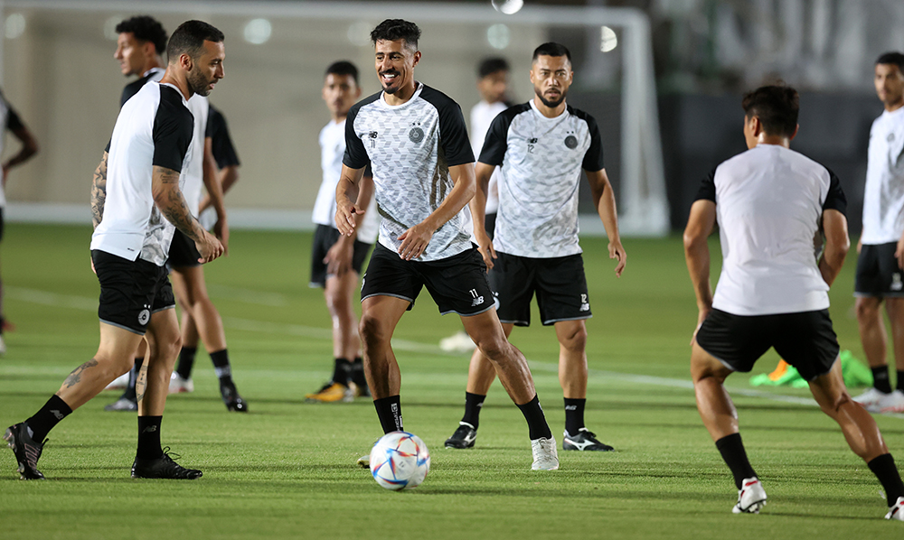 Al Sadd players during a training session ahead of Al Markhiya game.