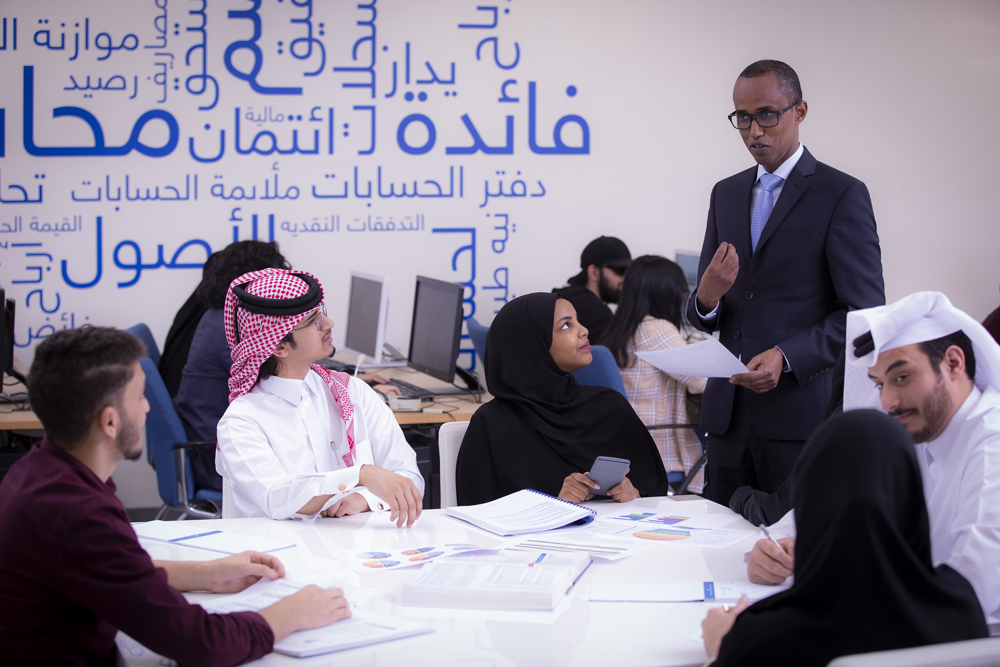 A lecture at the School of Business Studies of UDST.