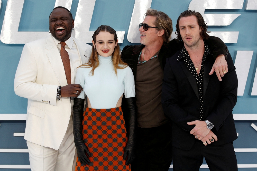 File Photo: Actors Brian Tyree Henry, Joey King, Brad Pitt and Aaron Taylor-Johnson arrive at the UK premiere of 'Bullet Train' in London, Britain, July 20, 2022. (REUTERS/Peter Nicholl)