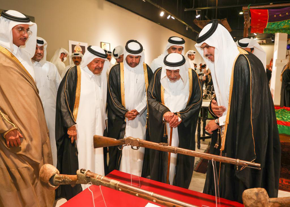 Katara General Manager Prof Dr. Khalid bin Ibrahim Al Sulaiti and H E Sheikh Faisal bin Qassim Al Thani inaugurating the exhibition, which was attended by Their Excellencies Sheikhs, Ministers  and Ambassadors accredited to Qatar.