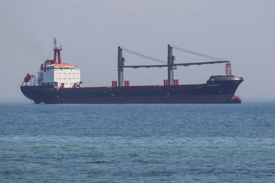 The Barbados-flagged general cargo ship Fulmar S arrives to the sea port in Chornomorsk after restarting grain export, amid Russia's attack on Ukraine, Ukraine August 7, 2022. REUTERS/Serhii Smolientsev/File Photo