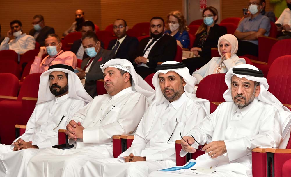 Qatar University President Dr. Hassan bin Rashid Al Derham (second right) along with other officials during the induction meeting for new faculty members.