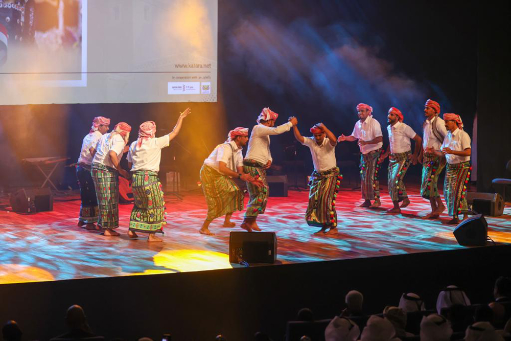 A cultural and dance show being held during the Yemeni Day at Katara.