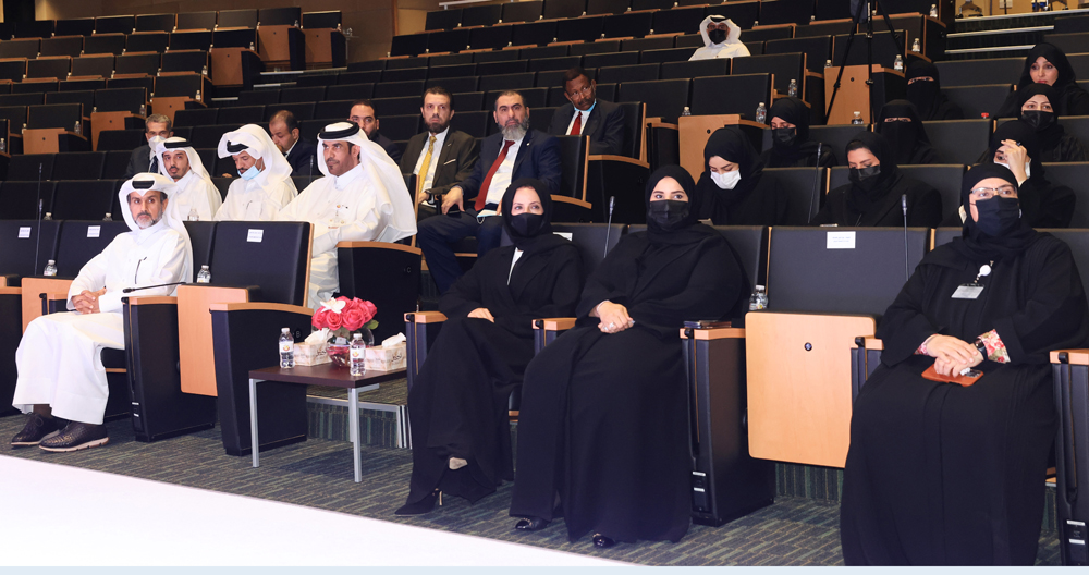 Minister of Education and Higher Education H E Buthaina bint Ali Al Jabr Al Nuaimi  along with other officials during the launch of national e-learning strategy at Ministry's headquarters.