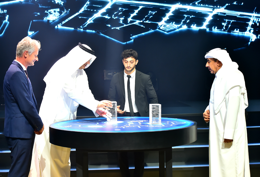 Minister of Communications and Information Technology H E Mohammed bin Ali Al Mannai; Minister of Transport H E Jassim Saif Ahmed Al Sulaiti; and President of Microsoft EMEA, Ralph Haupter during the launch of the first Microsoft global datacenter region in Qatar, yesterday. PIC: ABDUL BASIT