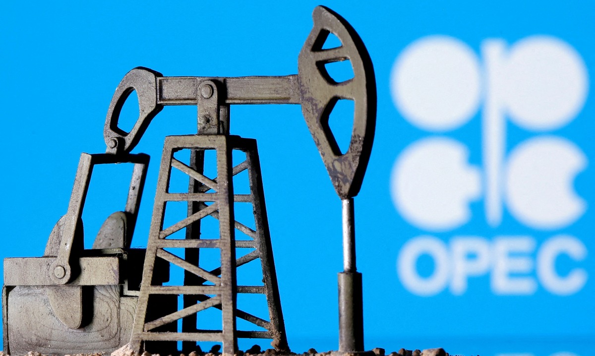 A 3D-printed oil pump jack is seen in front of the OPEC logo in this illustration picture, on April 14, 2020. File Photo / Reuters
