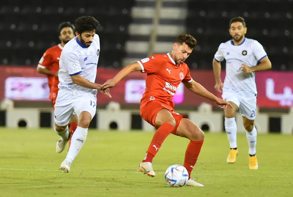 Al Arabi's Yousef Msakni in action with Al Sailiya players. PIC: Abdul Basit