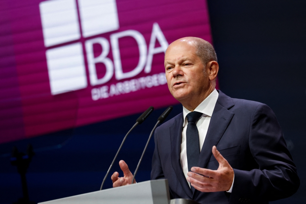 German Chancellor Olaf Scholz speaks during the German Employers' Day of the Confederation of German Employers' Associations (BDA) in Berlin, Germany September 13, 2022. REUTERS/Michele Tantussi