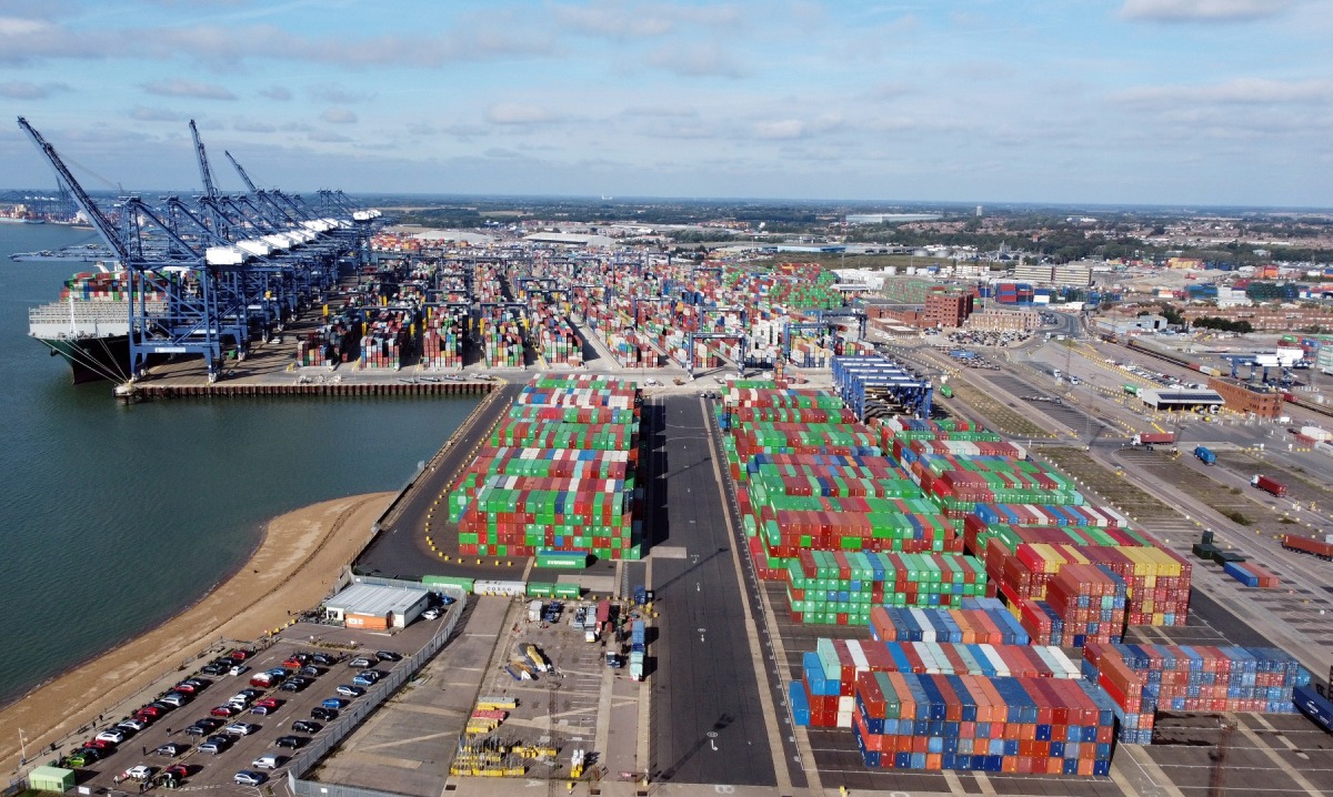 Reuters file photo of Britain's biggest container port Felixstowe 