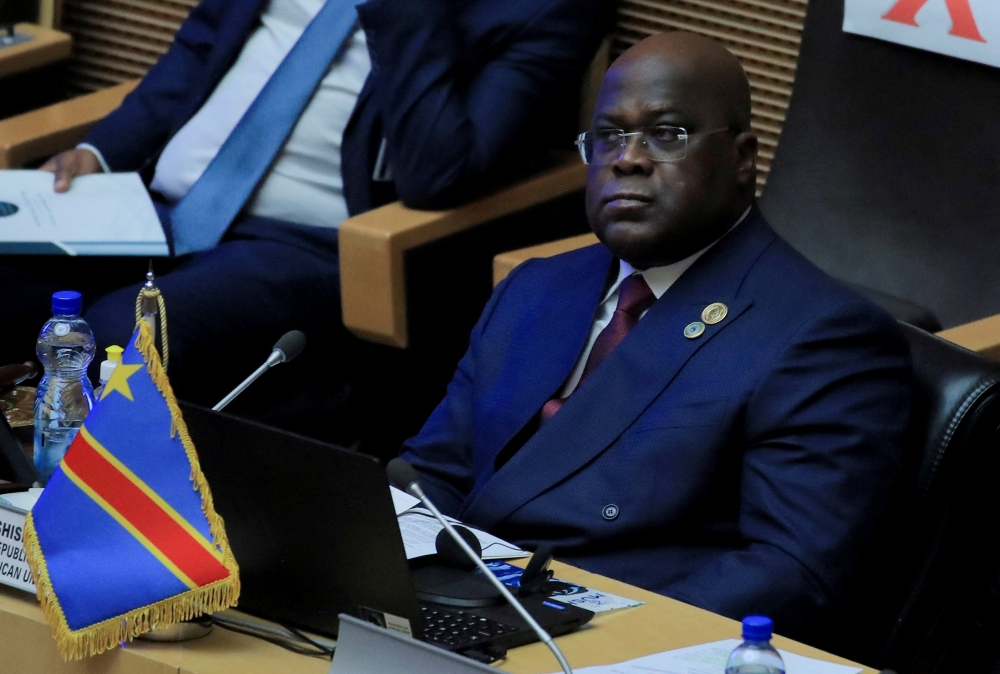 President of the Democratic Republic of the Congo and newly appointed Chairperson of the African Union (AU) Felix Tshisekedi at the opening session of the 35th ordinary session of the Assembly of the African Union at the African Union Commission (AUC) headquarters in Addis Ababa, Ethiopia, on February 5, 2022. (REUTERS/Tiksa Negeri)