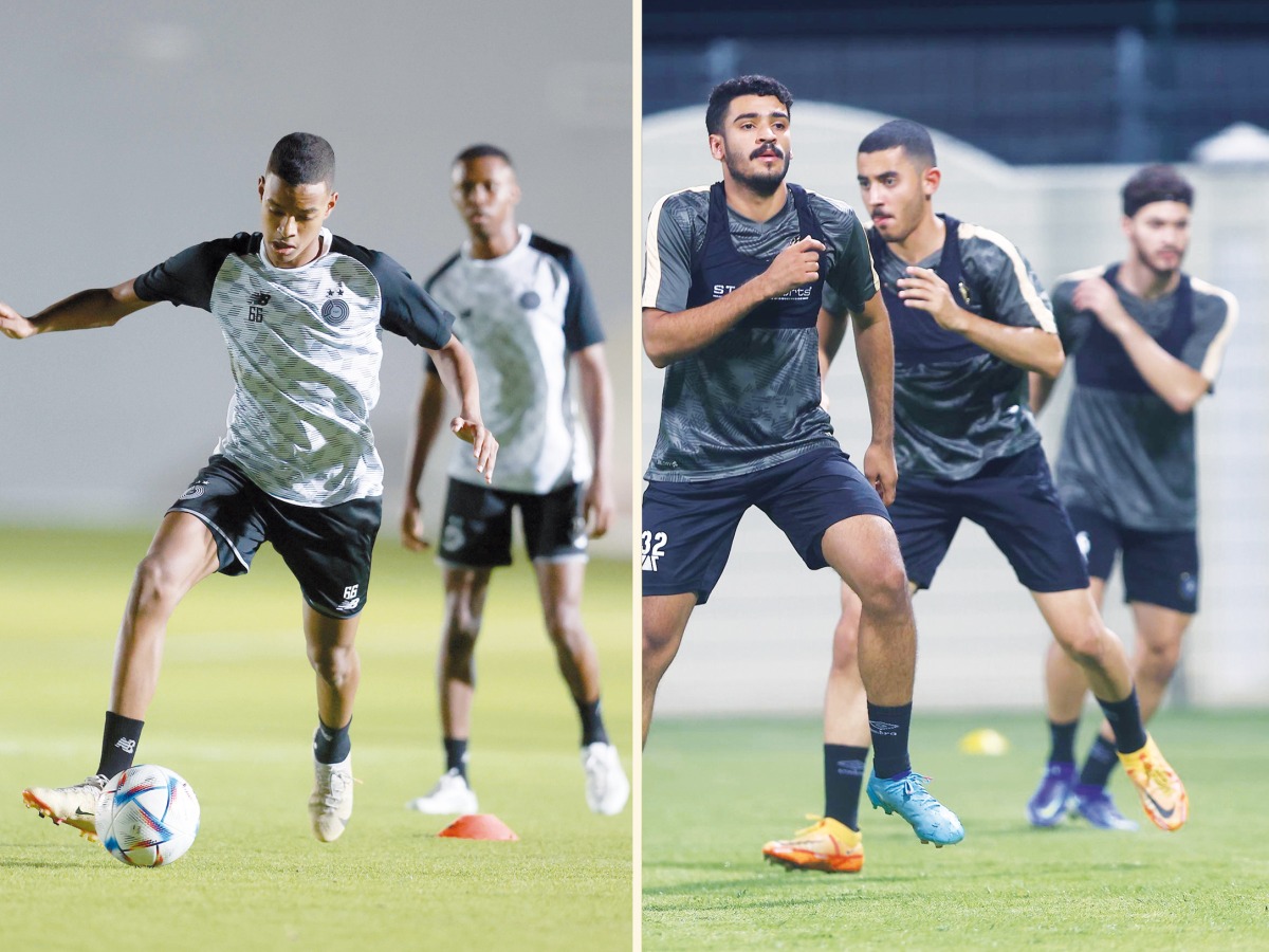 Al Sadd (left) and Al Sailiya players during a training session