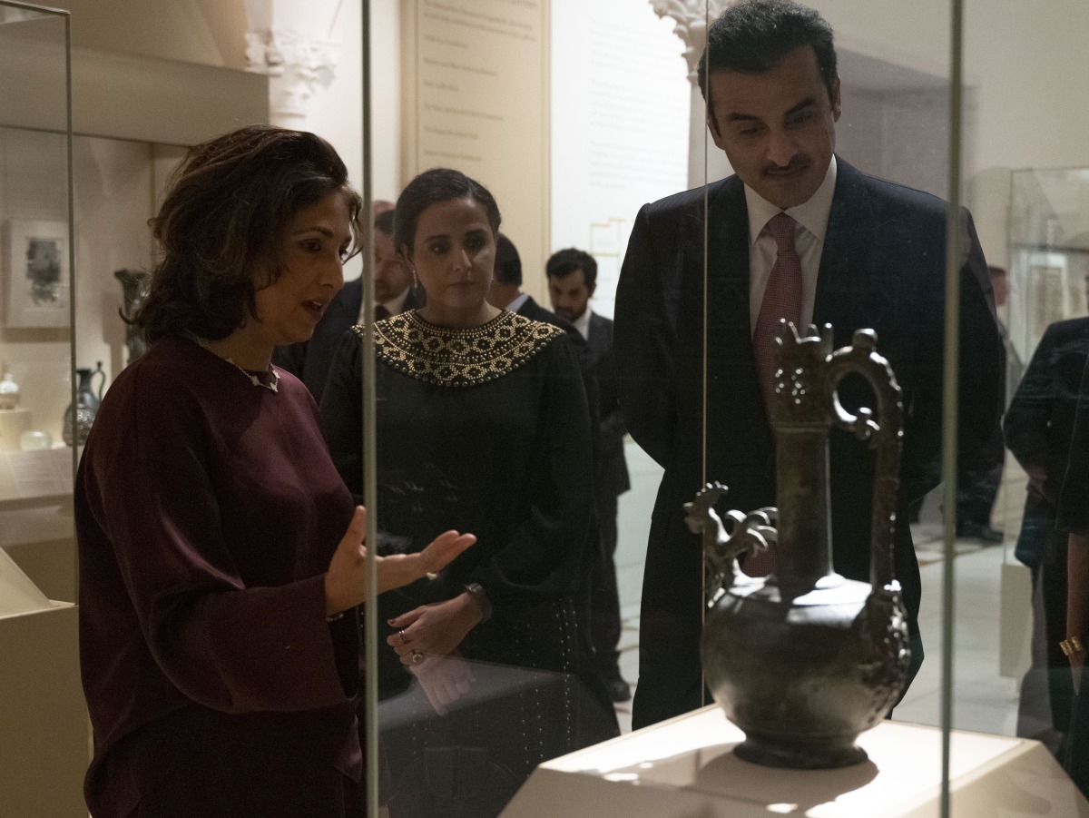 The Amir HH Sheikh Tamim bin Hamad Al-Thani at the reception ceremony held at the Metropolitan Museum of Art in New York on the occasion of announcing a new partnership with Qatar Museums.