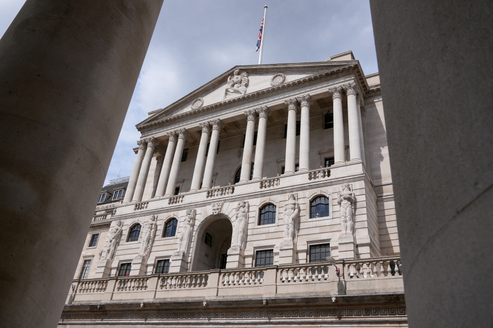 A general view of the Bank of England (BoE) building in London on August 4, 2022. File Photo / Reuters
