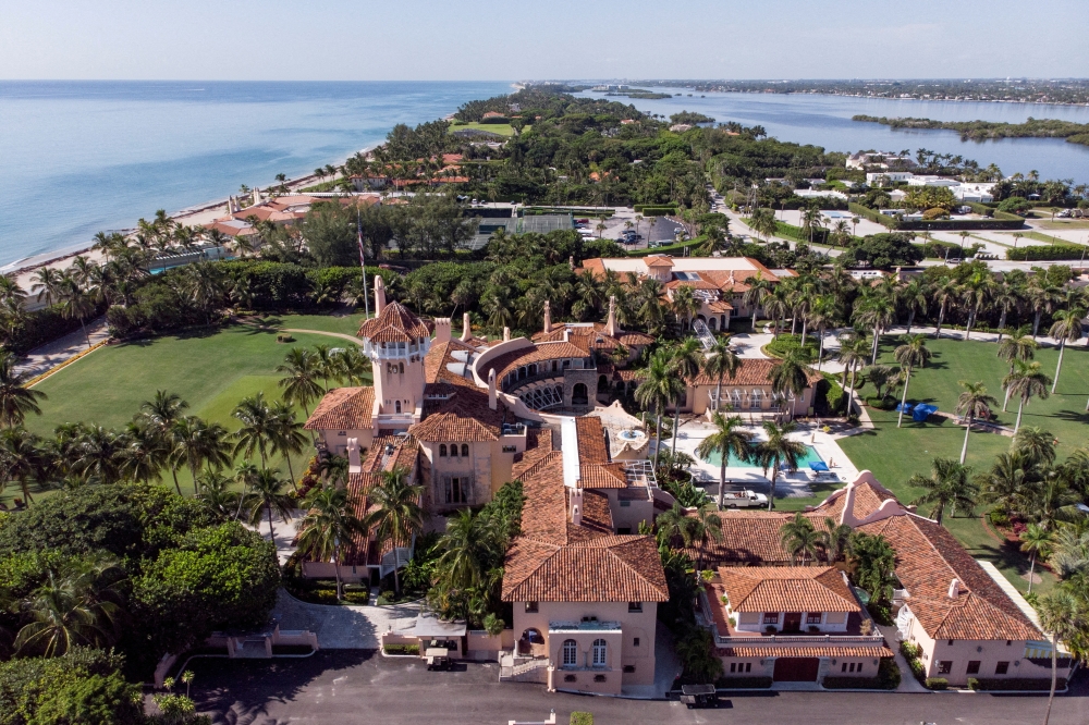 An aerial view of former US President Donald Trump's Mar-a-Lago home after Trump said that FBI agents raided it, in Palm Beach, Florida, on August 15, 2022. File Photo / Reuters
