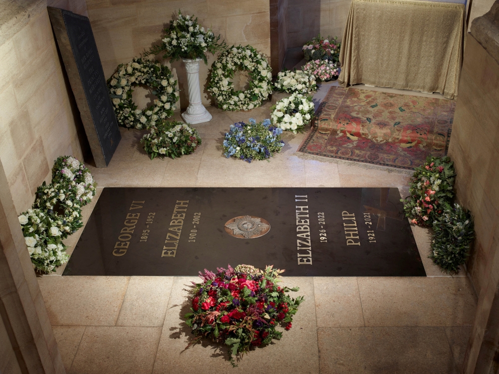 Handout photo from Buckingham Palace of the ledger stone at the King George VI Memorial Chapel, St George's Chapel, Windsor Castle, Britain in this undated handout released on September 24, 2022. Royal Collection Trust/The Dean and Canons of Windsor/Handout via REUTERS 