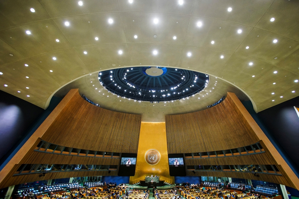 Canada's Minister of Foreign Affairs Melanie Joly addresses the 77th Session of the United Nations General Assembly at UN Headquarters in New York City on September 26, 2022. REUTERS/Eduardo Munoz