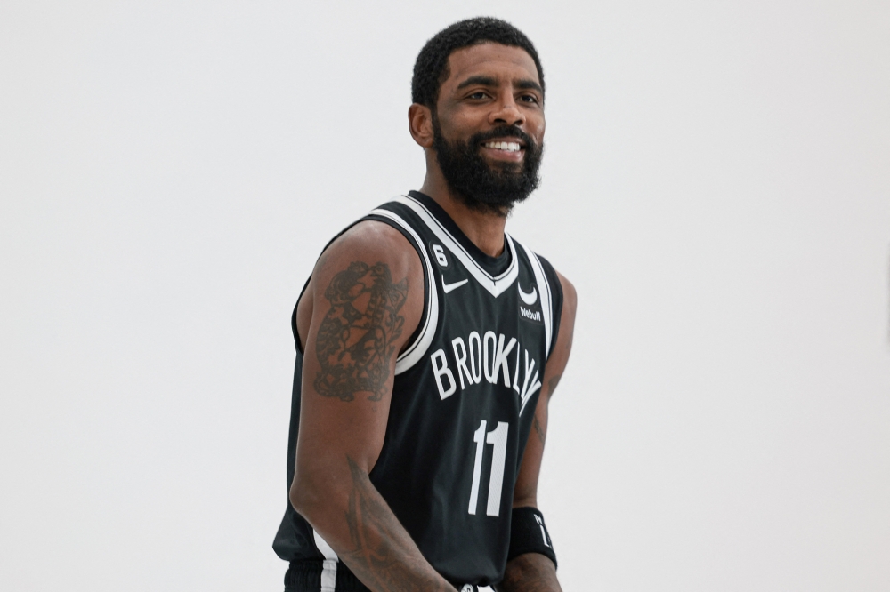 Brooklyn Nets guard Kyrie Irving during media day at HSS Training Center in Brooklyn, NY, US, on September 26, 2022. (Vincent Carchietta-USA TODAY Sports via Reuters)