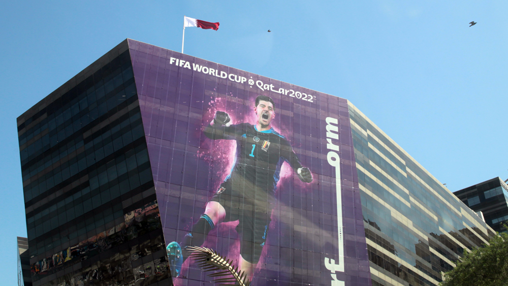 Various towers and buildings in West Bay are decorated with World Cup 2022 teams’ key players.  PIC Salim Matramkot/The Peninsula