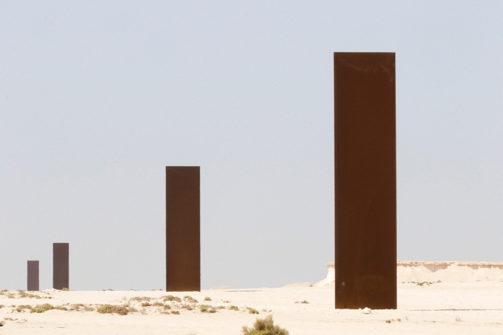 File photo of East-West/West-East sculpture by an American artist, Richard Serra in the desert of Dukhan, Qatar