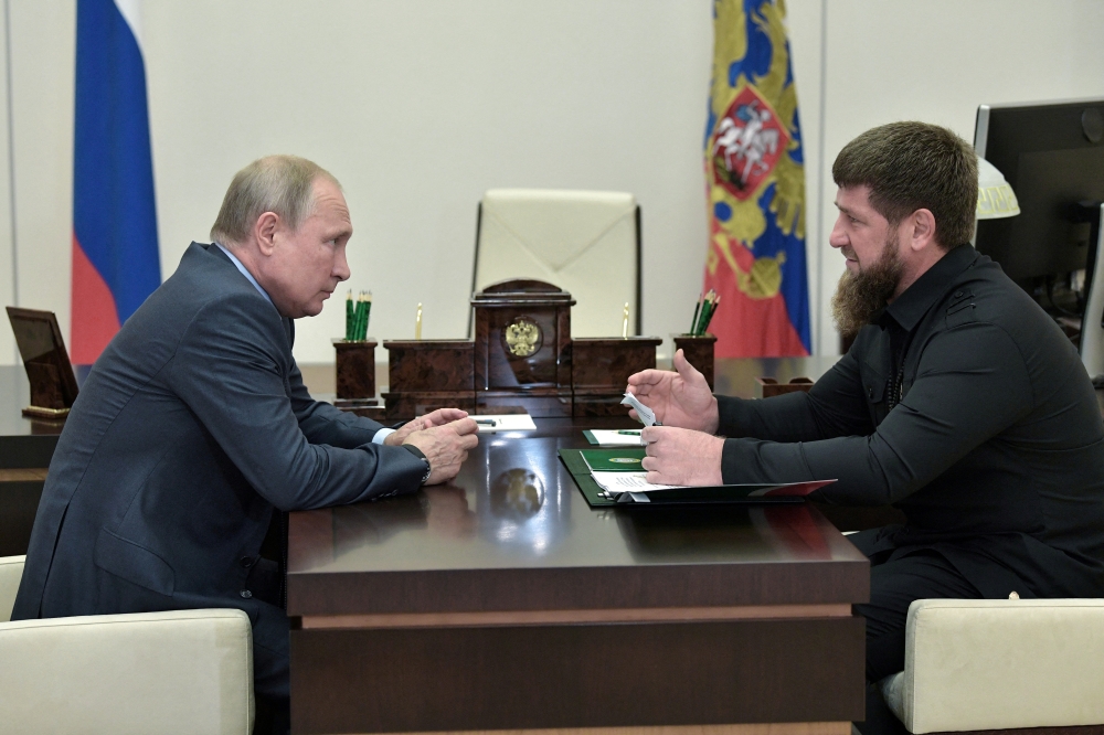 Russia's President Vladimir Putin meets with head of the Chechen Republic Ramzan Kadyrov at his residence near Moscow on August 31, 2019. File Photo / Reuters