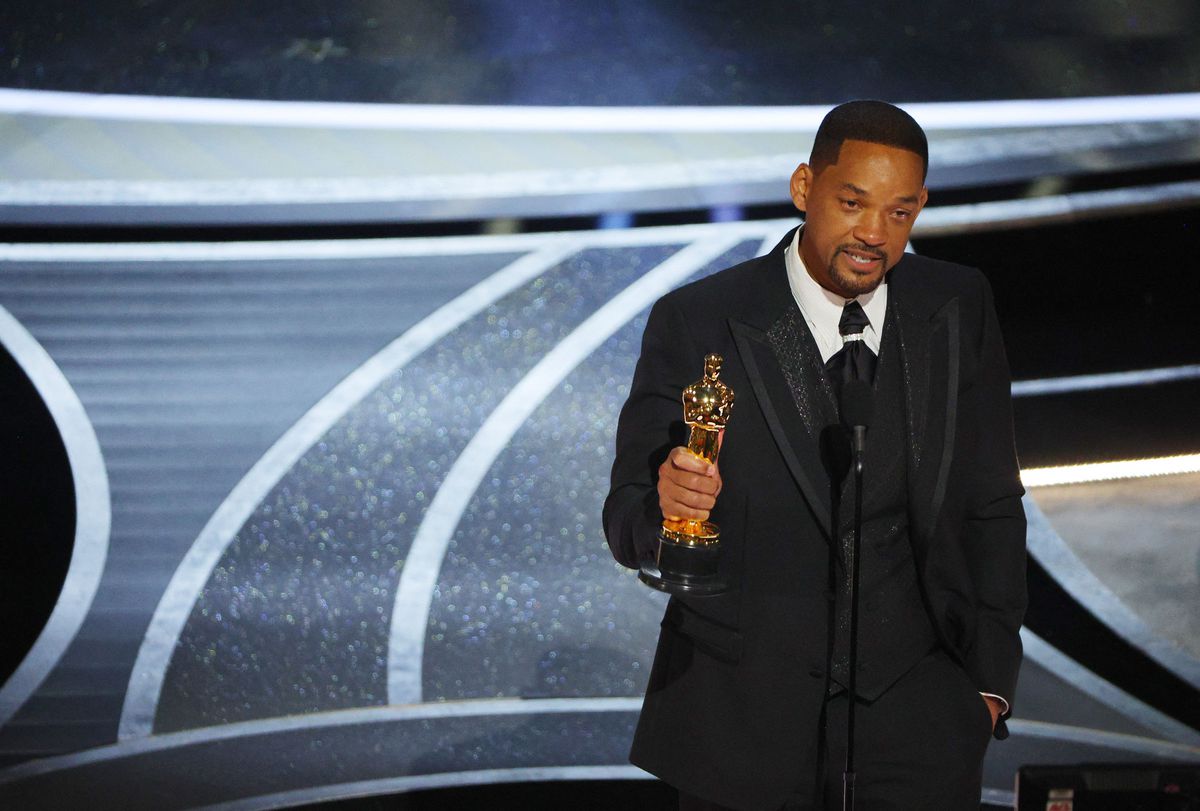 Will Smith wins the Oscar for Best Actor in 'King Richard' at the 94th Academy Awards in Hollywood, Los Angeles, California, US, on March 27, 2022. (REUTERS/Brian Snyder)