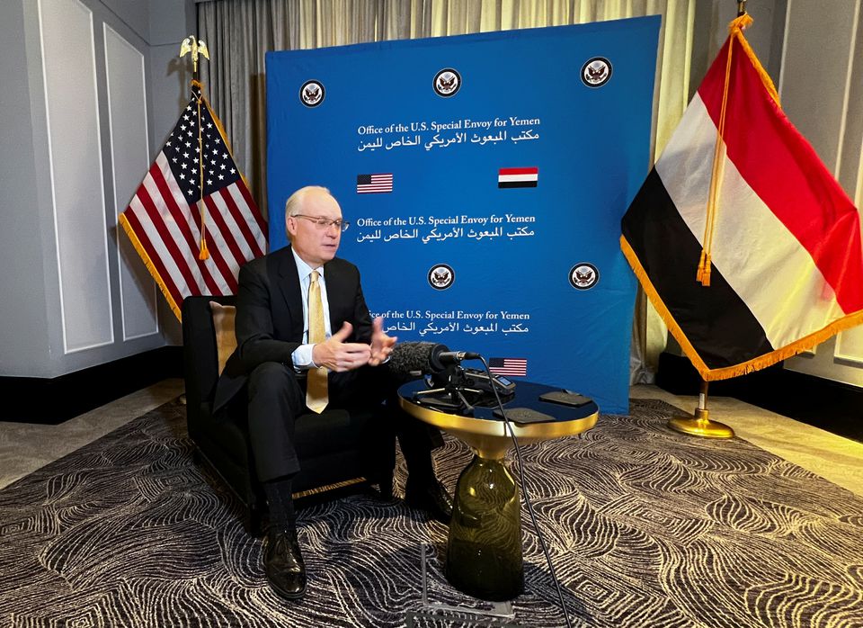 U.S. special envoy for Yemen Tim Lenderking, attends an interview with Reuters in Amman, Jordan, on April 2, 2022.  File Photo / Reuters