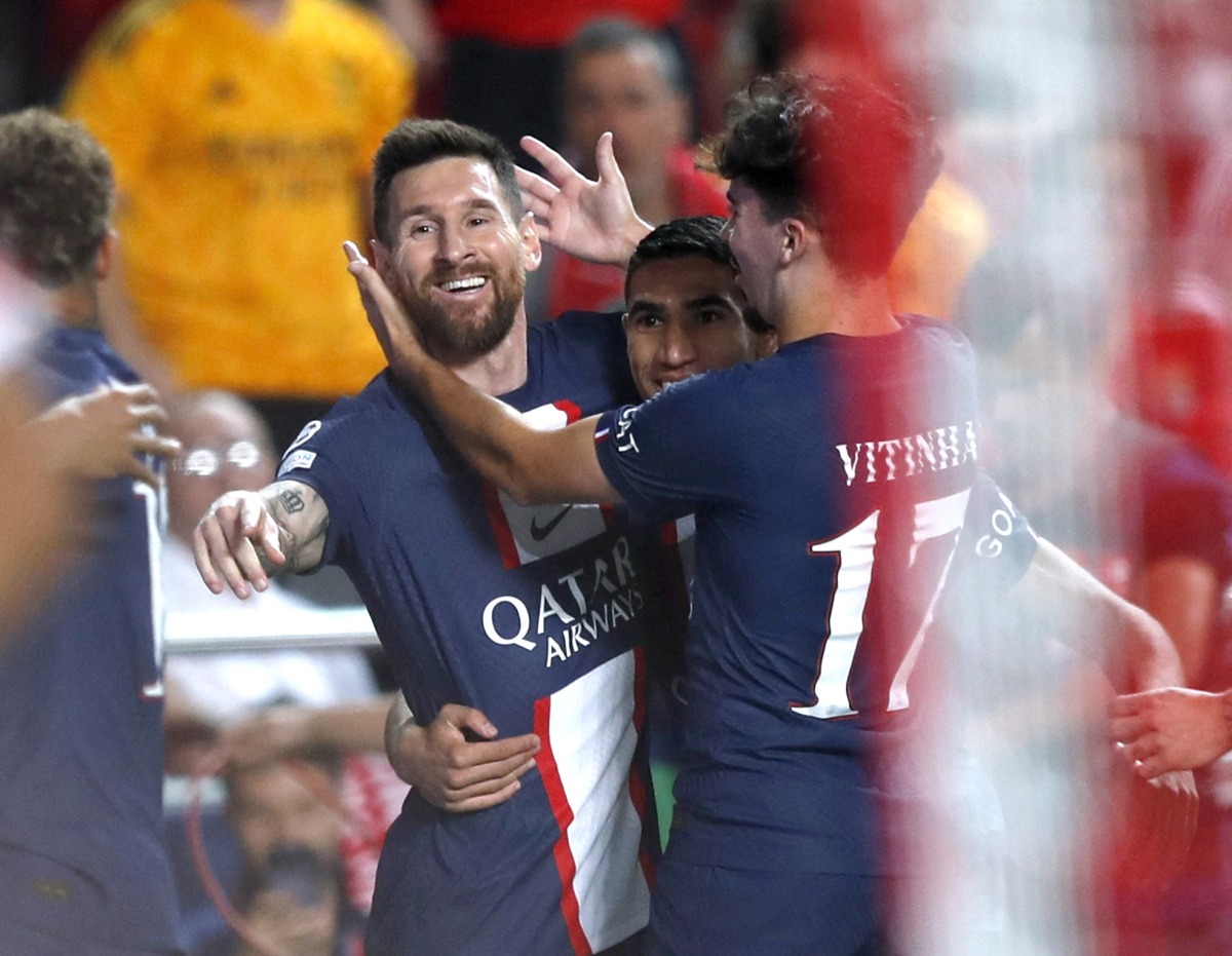 Lionel Messi scores for Paris Saint-Germain during the Champions League Group H match against Benfica, in Lisbon, Portugal, yesterday.