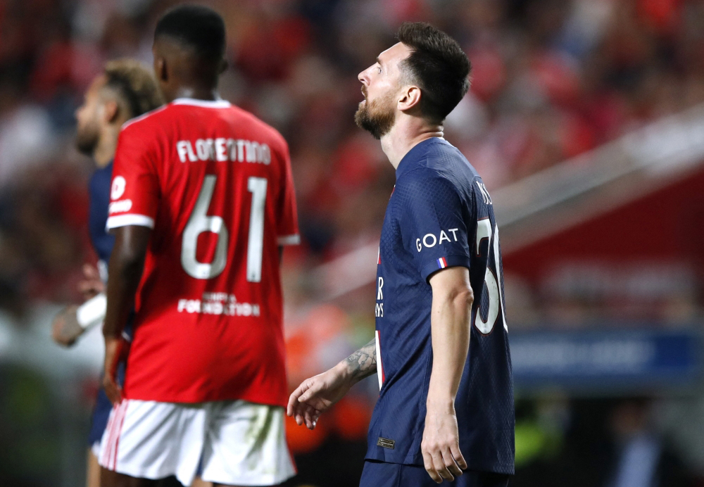 Paris St Germain's Lionel Messi reacts REUTERS/Pedro Nunes
