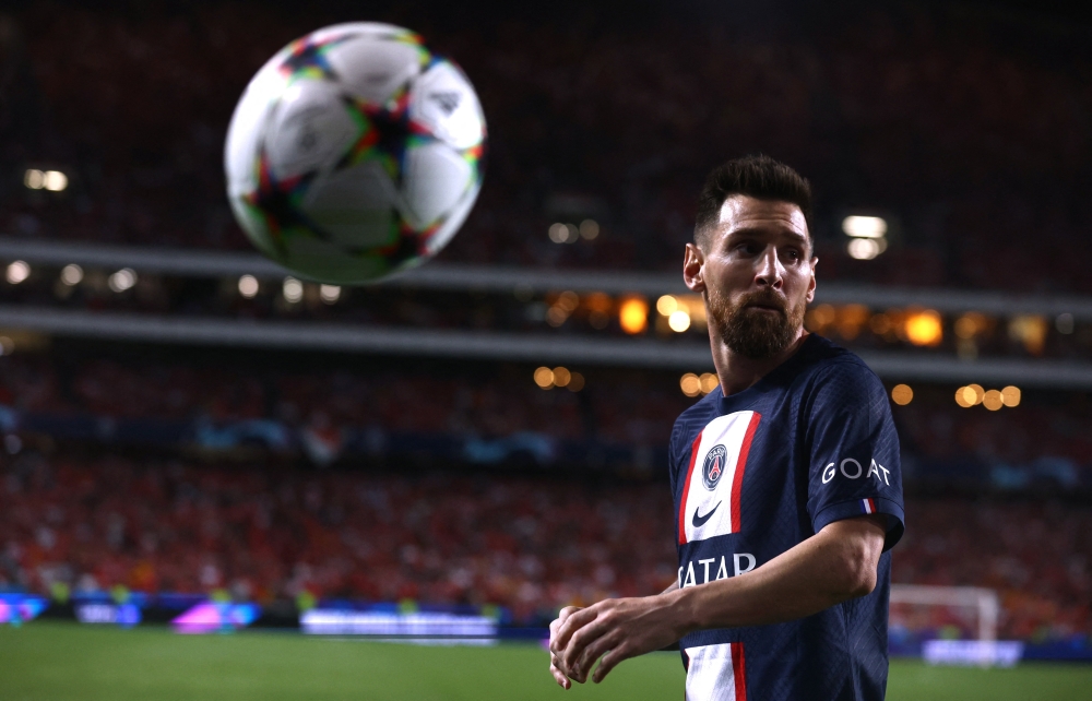 Paris St Germain's Lionel Messi during the Champions League-Benfica v Paris St Germain, at Estadio da Luz, Lisbon, Portugal, October 5, 2022. (REUTERS/Pedro Nunes)
