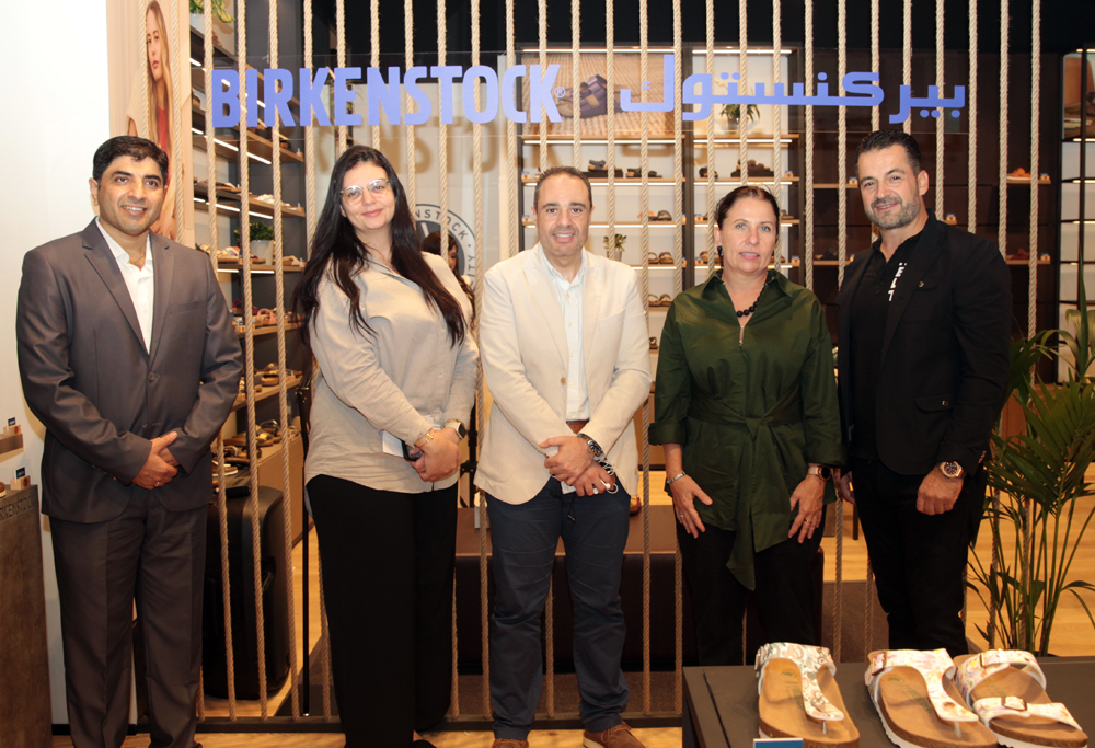 The Ambassador of Austria to Qatar H E Karin Fichtinger-Grohe (second right), with Jens Hattab (right), MD, Birkenstock; Mohamed Elsharkawy (centre), Leasing Head, Doha Festival City (DFC); Sunil Thakkar (left), GM (Qatar), Birkenstock; and Seham (second left), Leasing Manager, DFC; after the inauguration of the newest store of Birkenstock at the DFC. PIC: Salim Matramkot/The Peninsula
