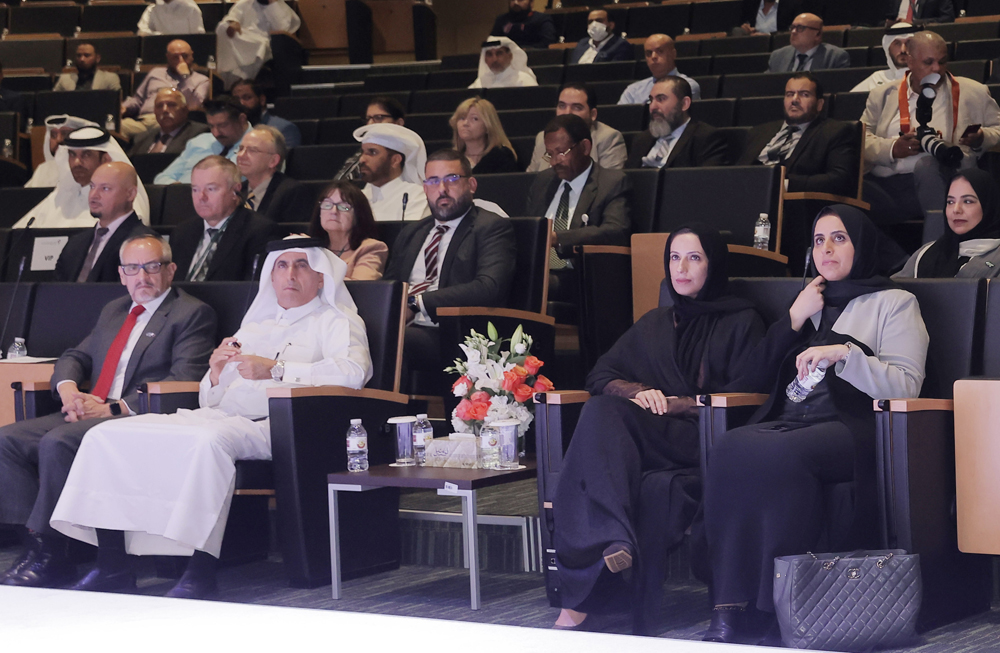 Minister of Education and Higher Education H E Buthaina bint Ali Al Jabr Al Nuaimi (second right) with other officials during the launch of  education platform ‘Rasekh’ at the Ministry yesterday.