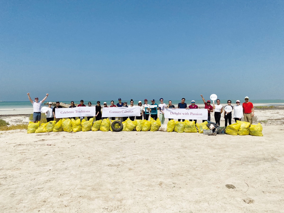 Mandarin Oriental, Doha team during a conservation activity at the North-West beach.