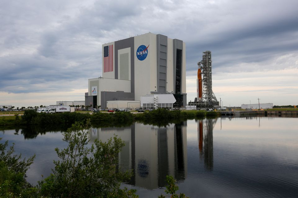 The giant Artemis 1 moon rocket is rolled back to the Vehicle Assembly Building off its lauchpad, after postponing the much-anticipated mission a third time due to the arrival of Hurricane Ian and other technical problems, in Cape Canaveral, Florida, US September 27, 2022.  File Photo / Reuters
